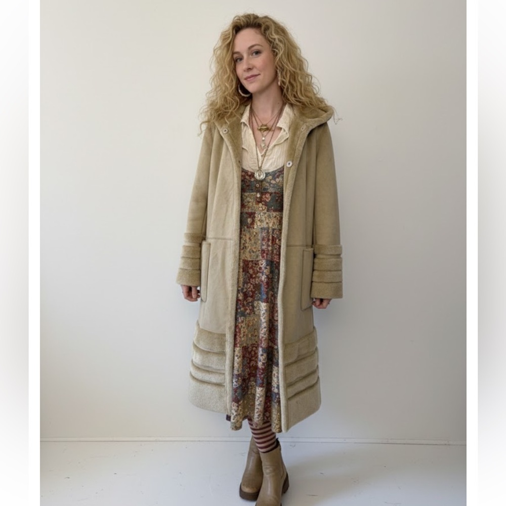 Vintage Y2K Faux‎ Suede Pennylane Hippie 70s Style Coat